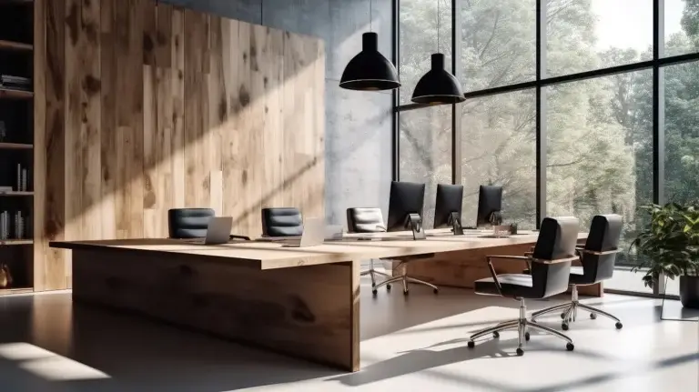 Beautiful warm wooden design office space