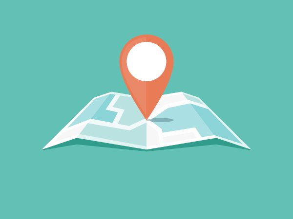 Find a location icon and map on teal background